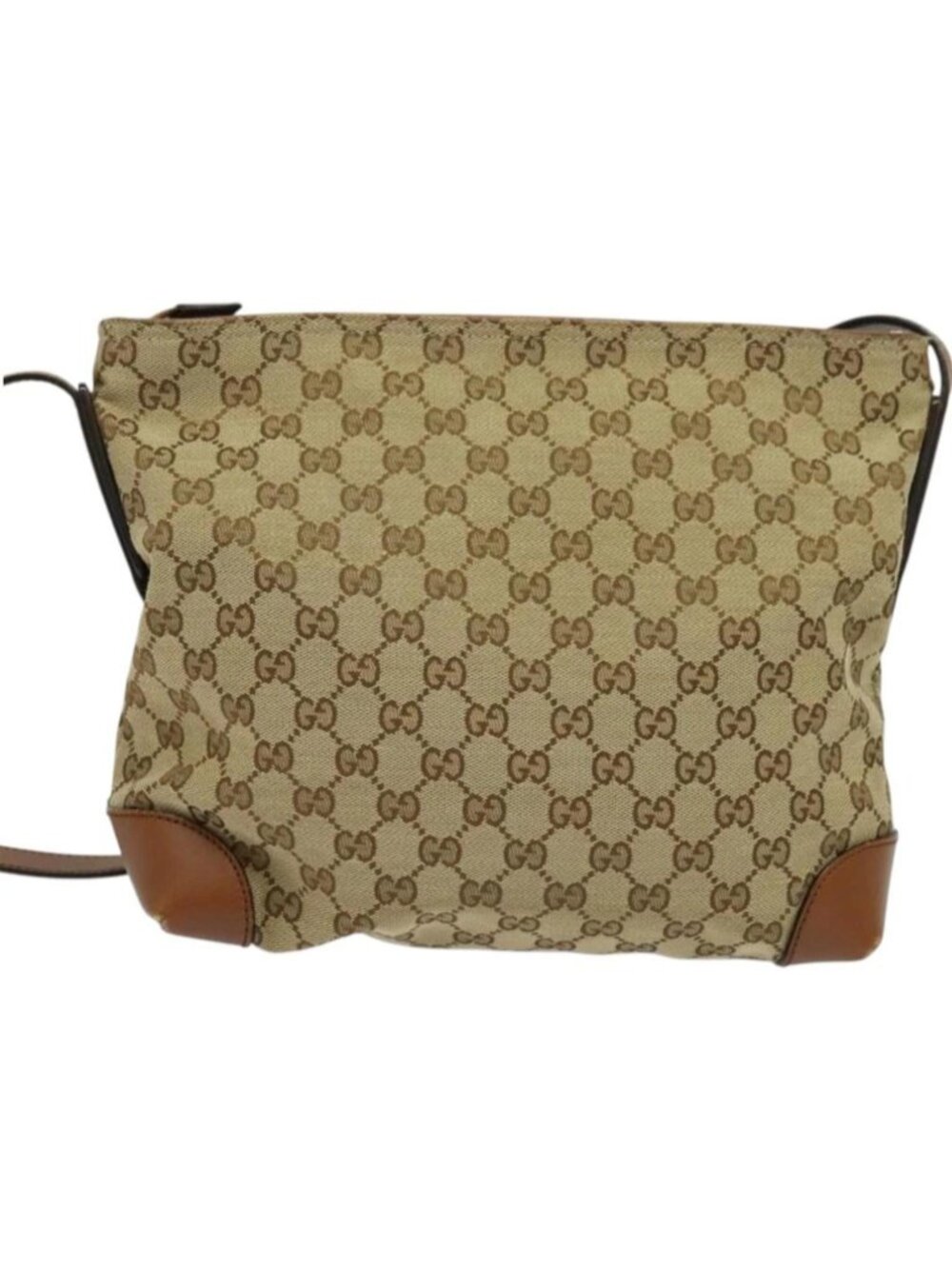 Authentic Gucci GG Supreme Monogram Brown Leather Crossbody/Messenger Bag - Picture 4 of 16